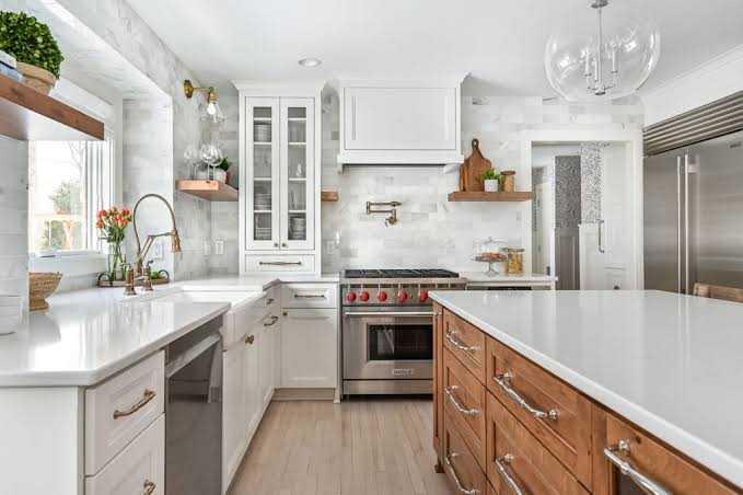 Ivory kitchen cabinets custom installation Dubai
