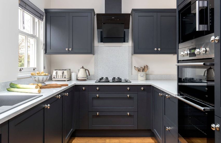 Dark Grey Cabinets Give a Modern Look