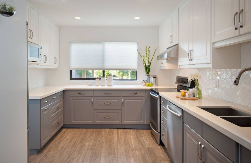 Two-Tone Grey And White Cabinets