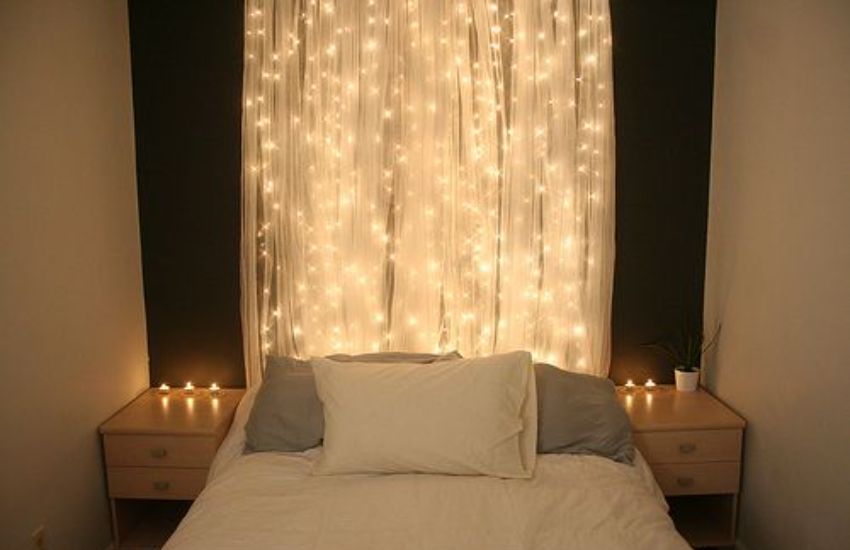 Beautiful Bedding Backdrop Curtain Lights