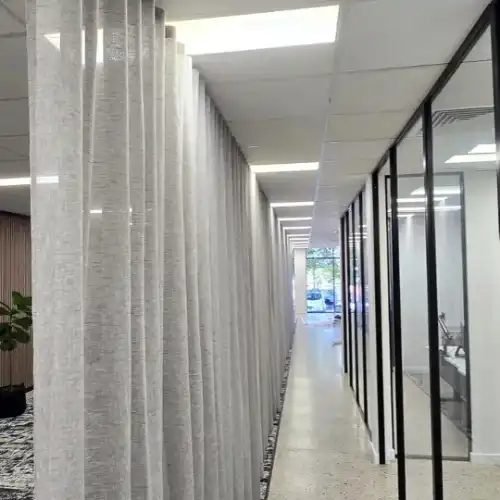 Office curtains with tiebacks