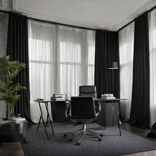 Sheer white office curtains