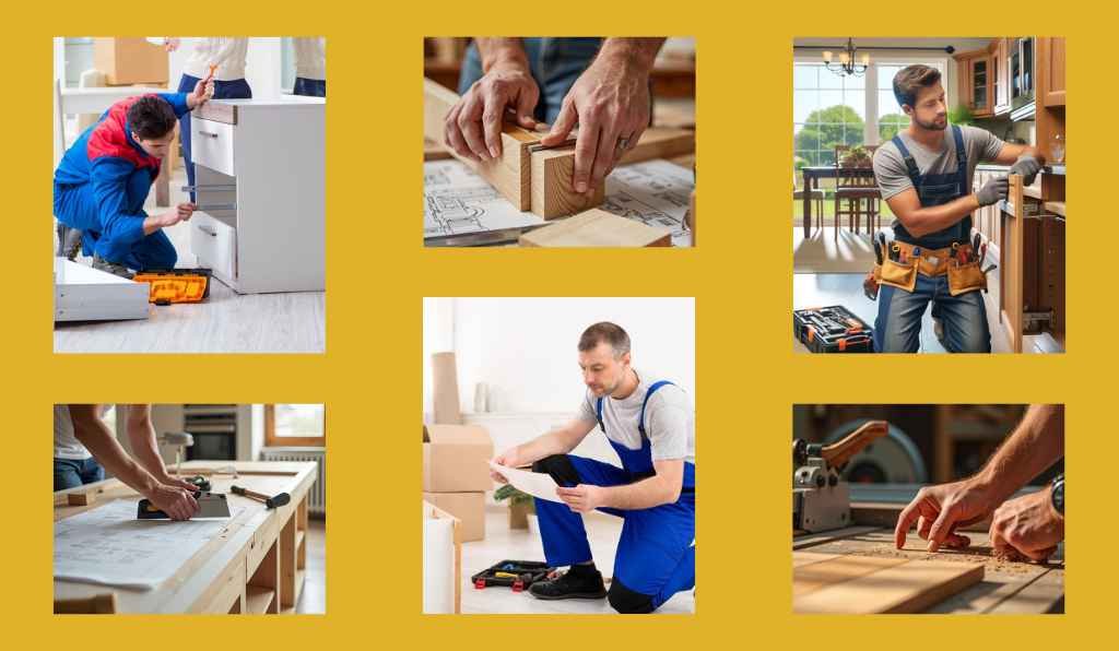 Commercial carpenters installing custom cabinetry