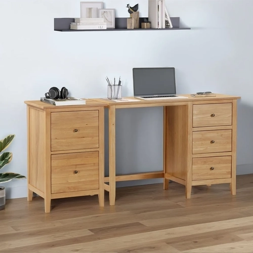Desk Table with 3 Drawers and 2 Drawer Filing Cabinet