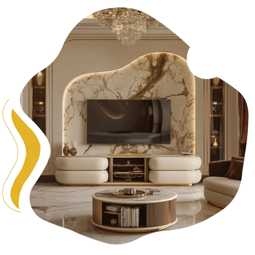 Luxury marble TV unit interior
