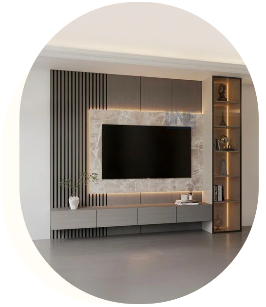 Minimalist marble TV wall