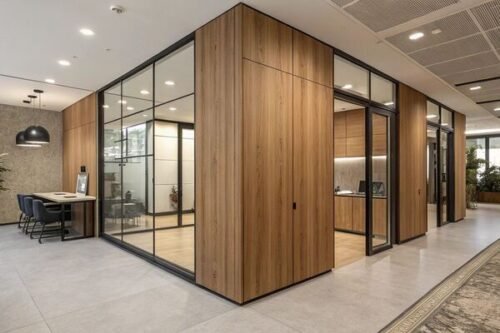 Modern wooden office partition wall