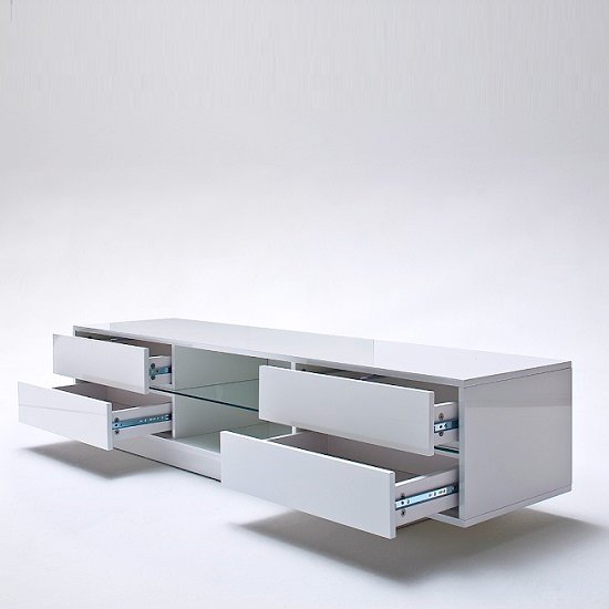 Sienna High Gloss TV Stand In White With Multi LED Lighting - Image 3