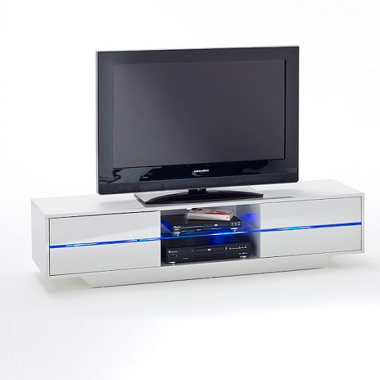 Sienna High Gloss TV Stand In White With Multi LED Lighting - Image 2
