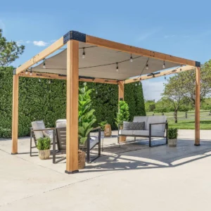 Backyard Discovery Brendan Sail Shade Cedar Wood Outdoor Patio Pergola