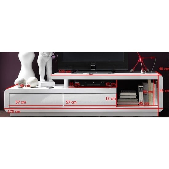Celia High Gloss TV Stand With 2 Drawers In White - Image 4