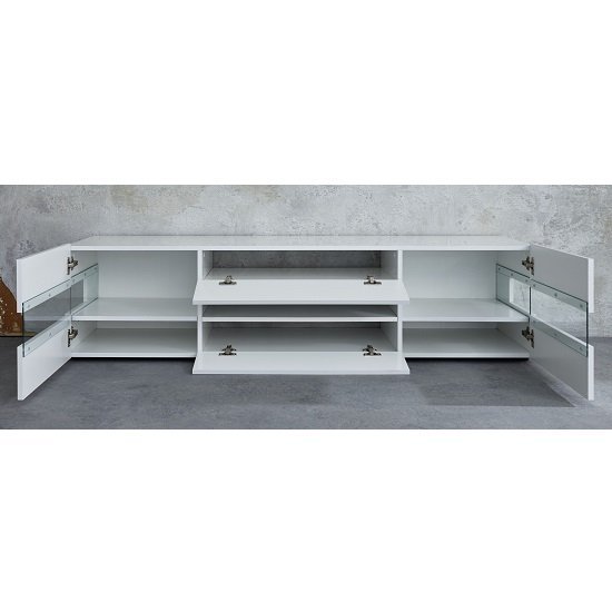 Kirsten High Gloss TV Stand In White With LED Lighting - Image 3