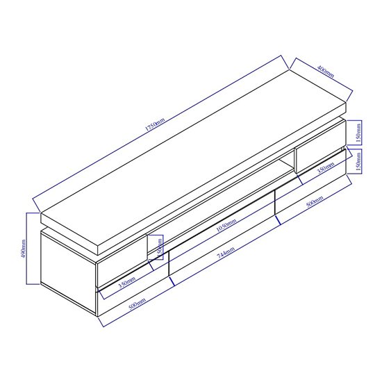 Odessa White High Gloss TV Stand With 5 Drawers And LED Lights - Image 2