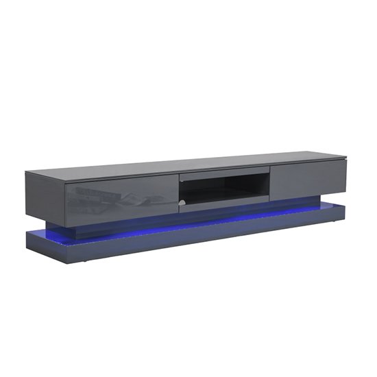 Step High Gloss TV Stand In Grey With Multi LED Lighting - Image 2