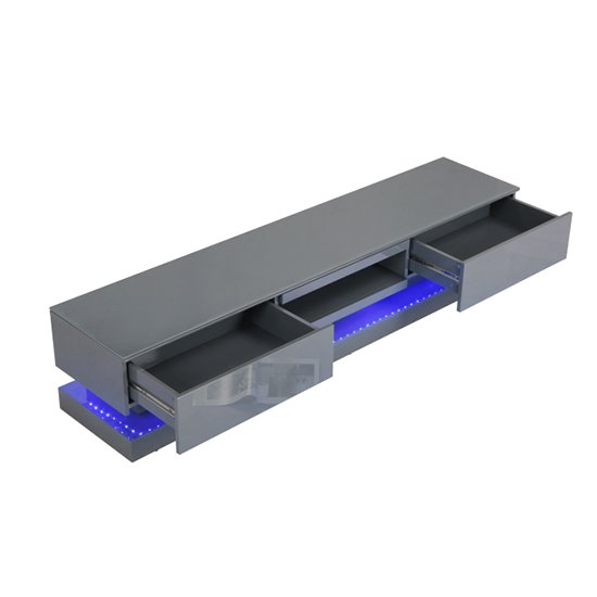 Step High Gloss TV Stand In Grey With Multi LED Lighting - Image 3
