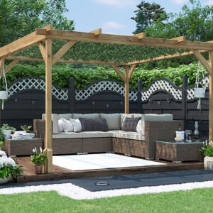 dunster house wooden pergola garden plants frame utopia 3m x 3m 10 x 10 5055438719562 01c MP