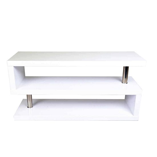 Miami High Gloss S Shape Design TV Stand In White - Image 2