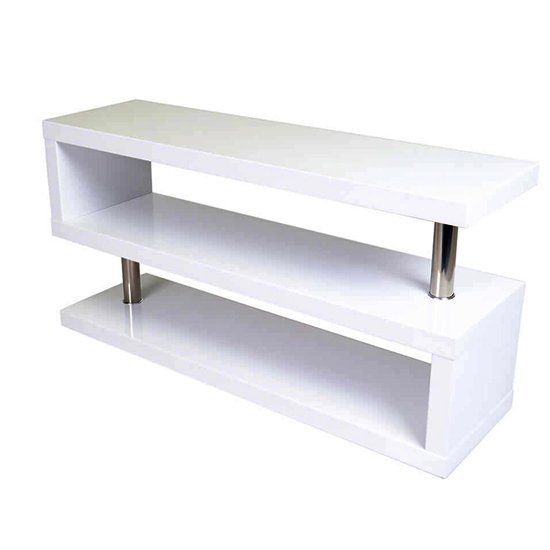 Miami High Gloss S Shape Design TV Stand In White - Image 3