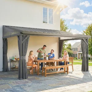 Garden Pergola with Netting Curtains