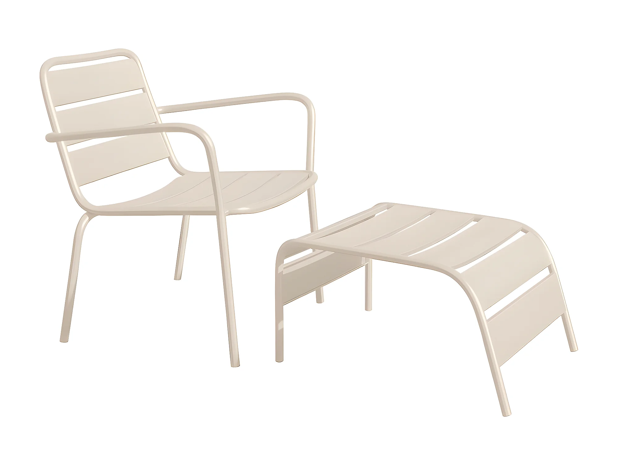 Beige Garden Armchair with Footrest - Image 2