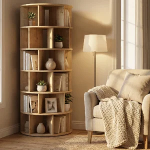 Bookcase with 21 Niches Light Natural LAREYA