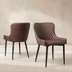 Brown Faux Leather Quilted Dining Chair