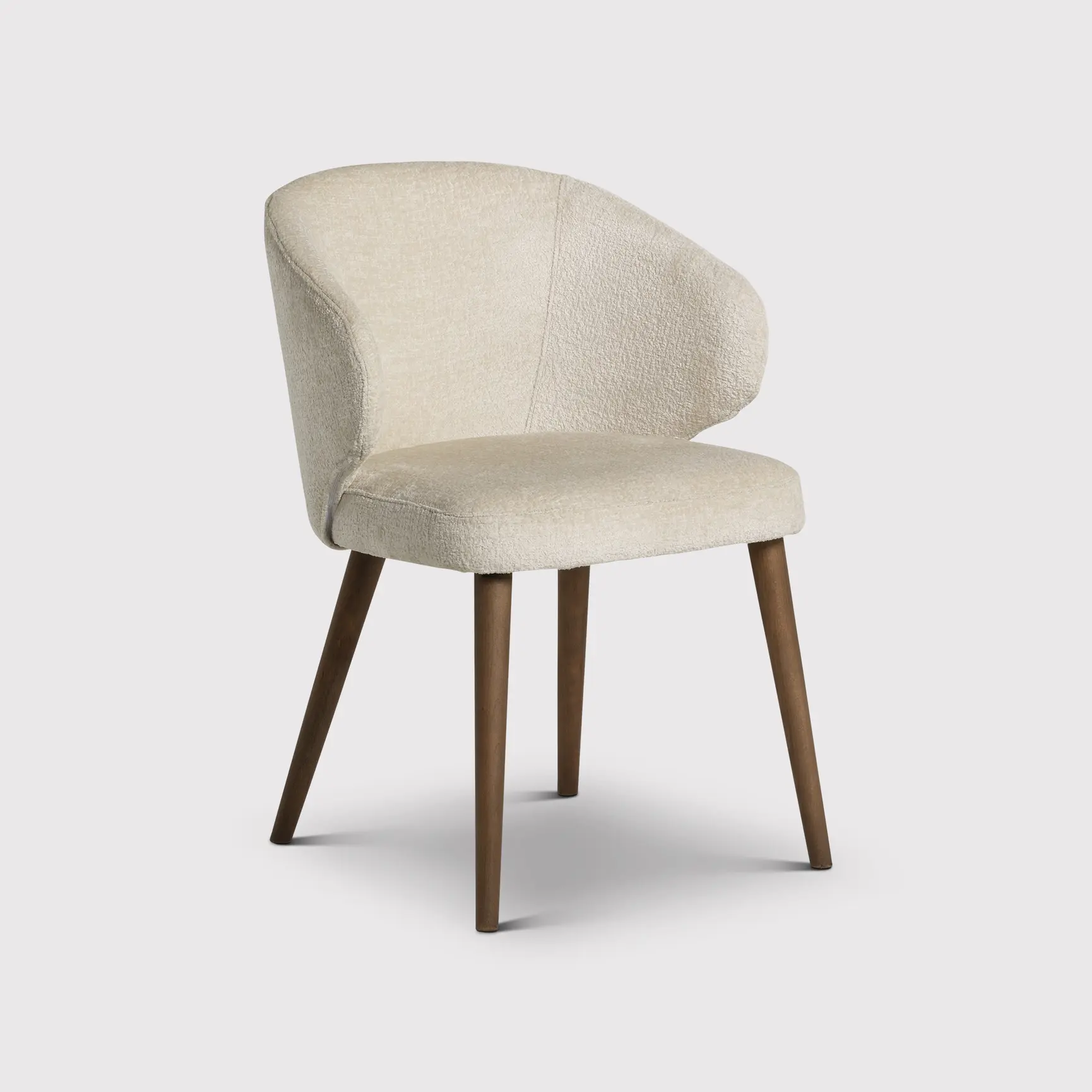 Cream Fabric Curved Dining Chair - Image 2