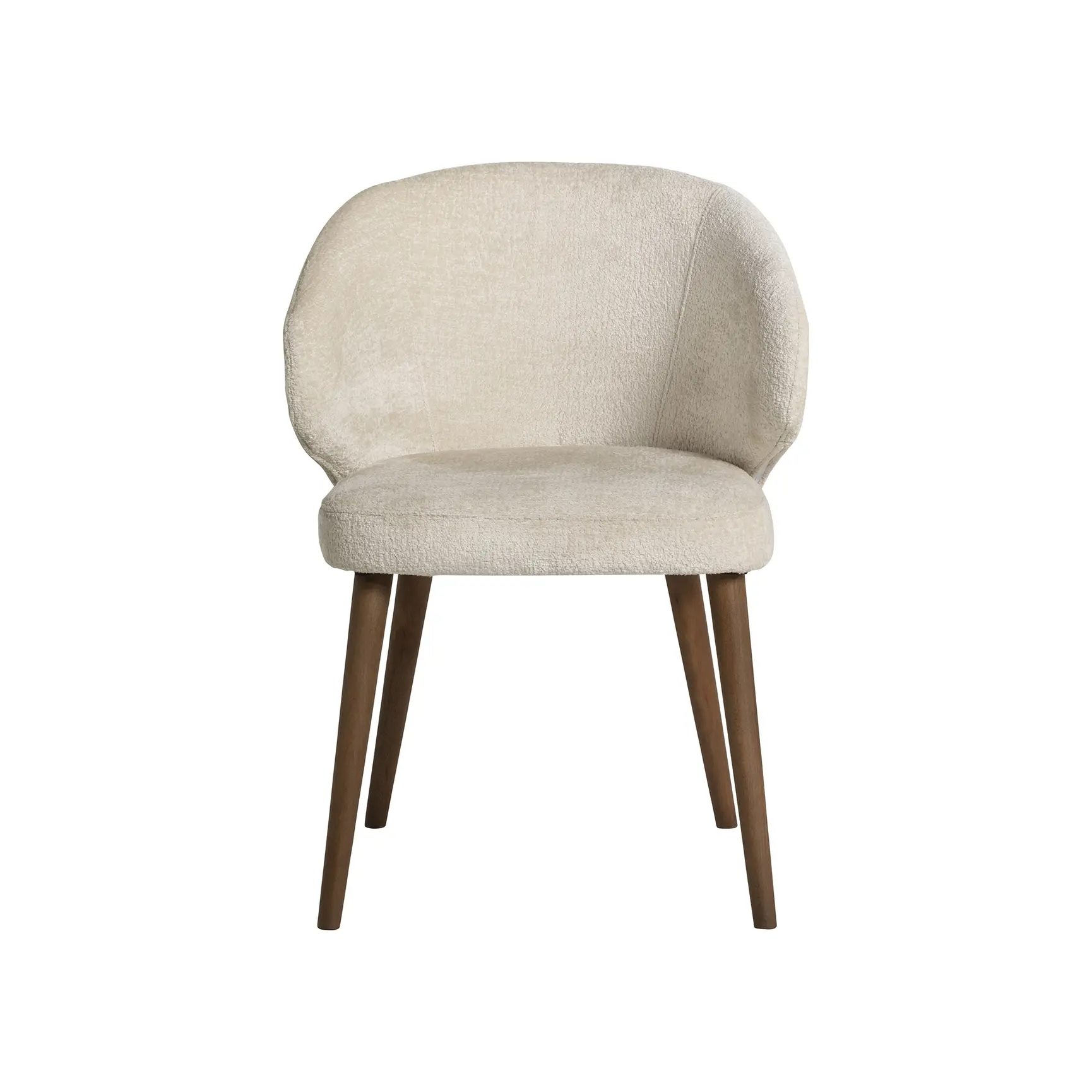Cream Fabric Curved Dining Chair - Image 3
