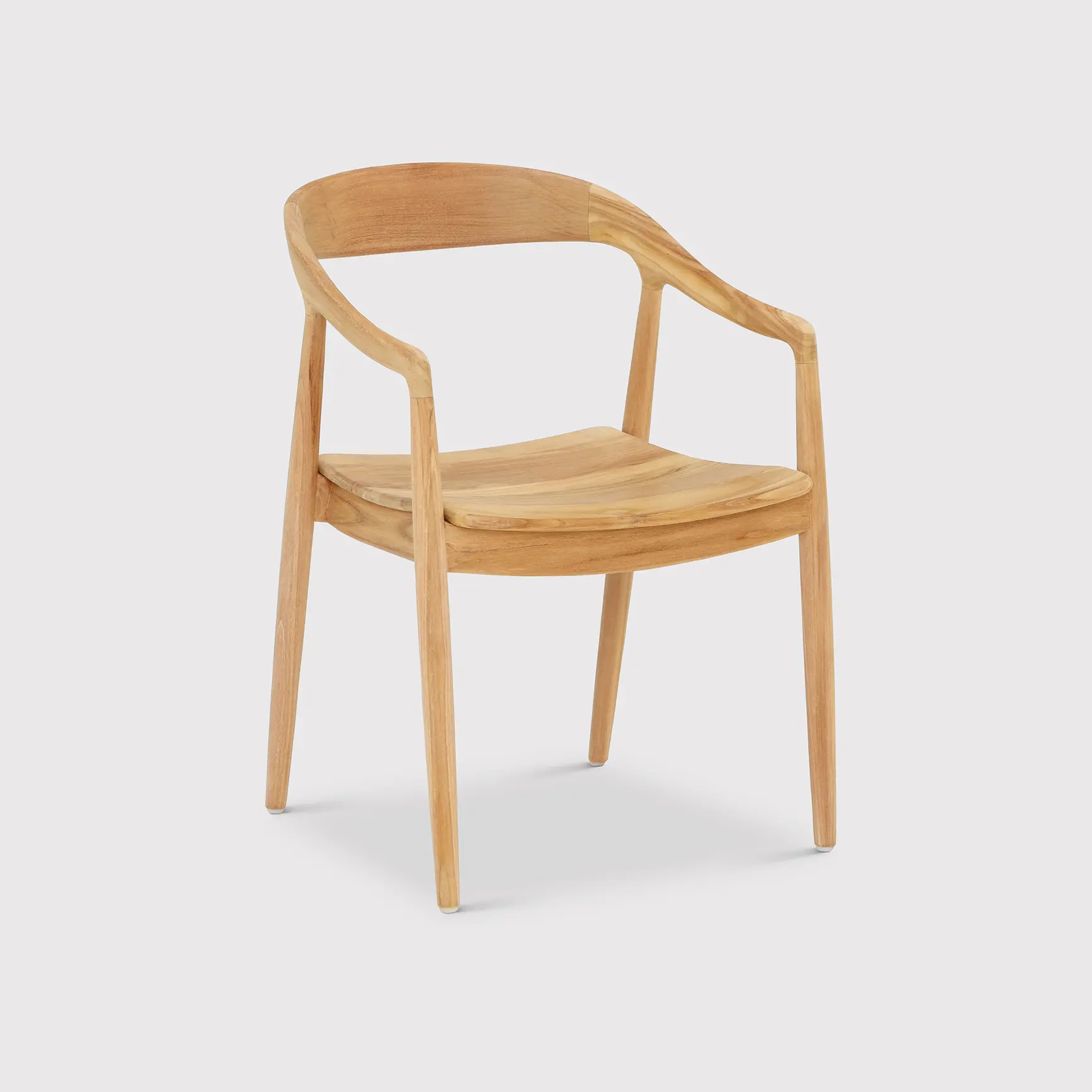 Curved Teak Wood Open Back Dining Armchair - Image 2