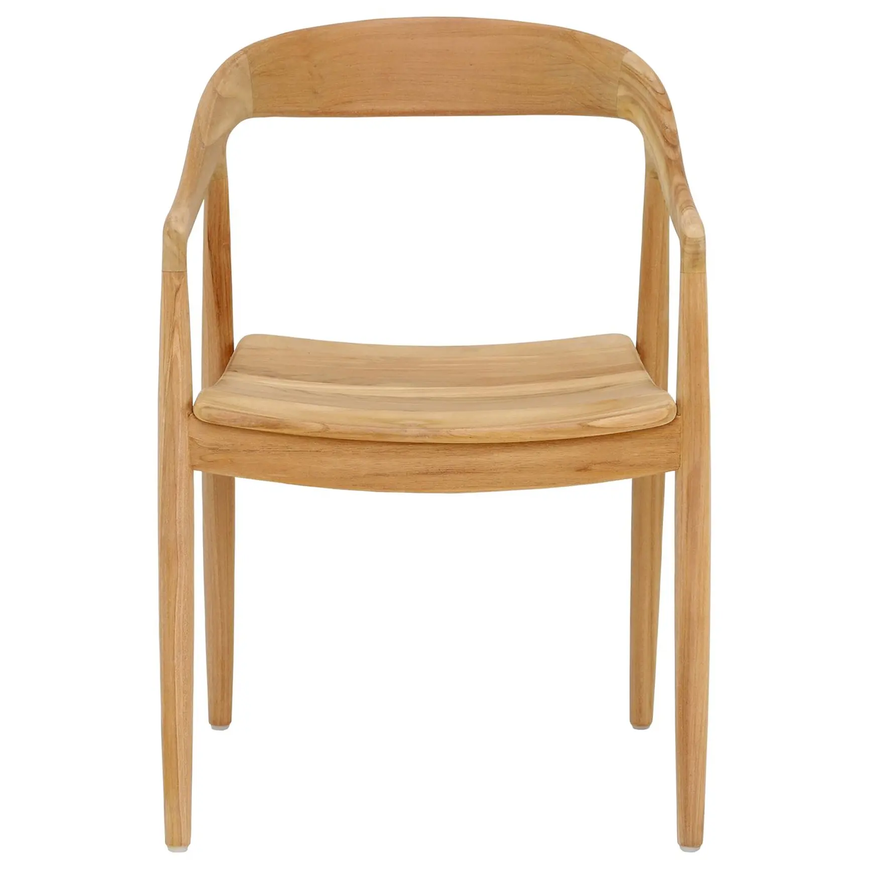 Curved Teak Wood Open Back Dining Armchair - Image 3