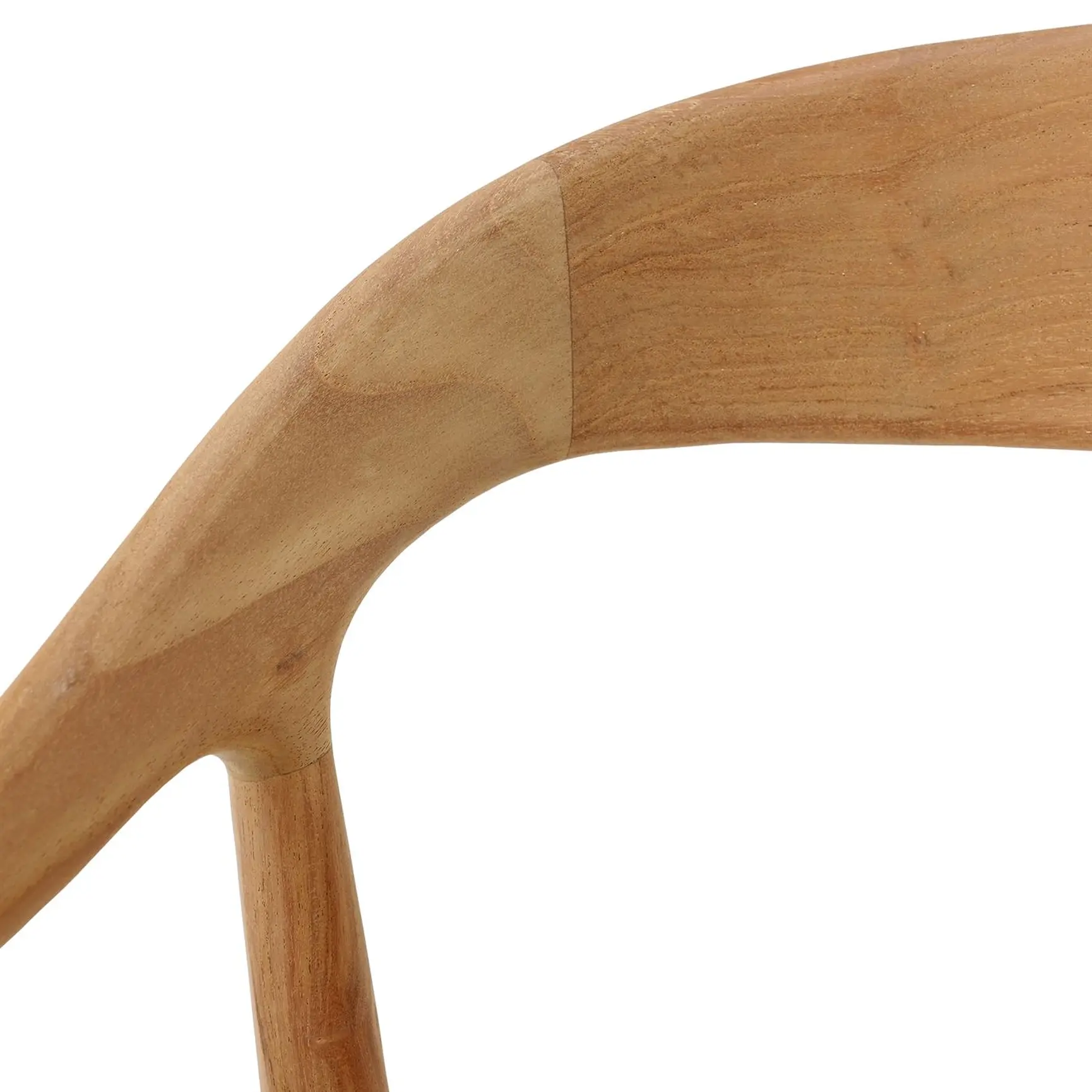 Curved Teak Wood Open Back Dining Armchair - Image 4