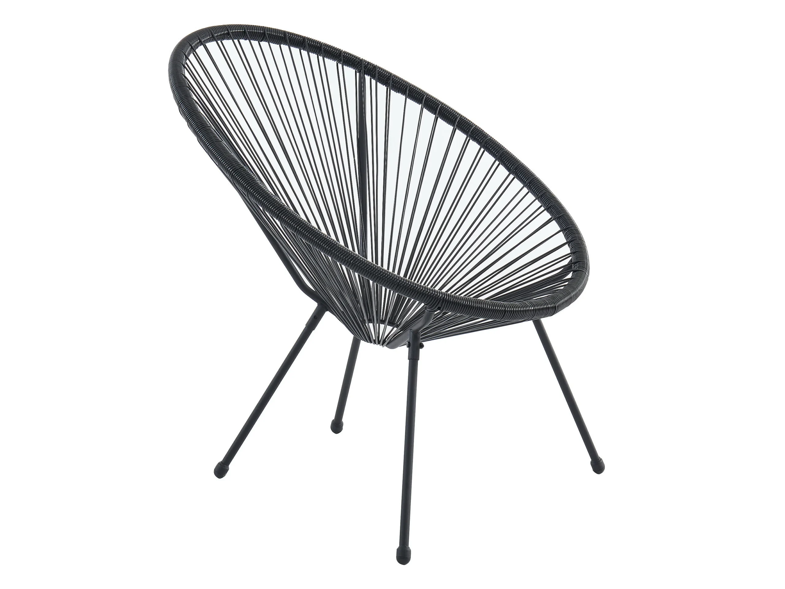 Garden set in woven resin 2 armchairs, a bench and a table Black - Image 4