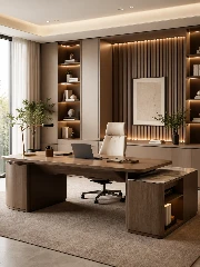 Custom Made Office Furniture Dubai with Executive Desk and Built-In Storage