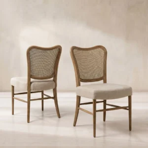 Light Grey Fabric Dining Chair with Ash Wood Legs