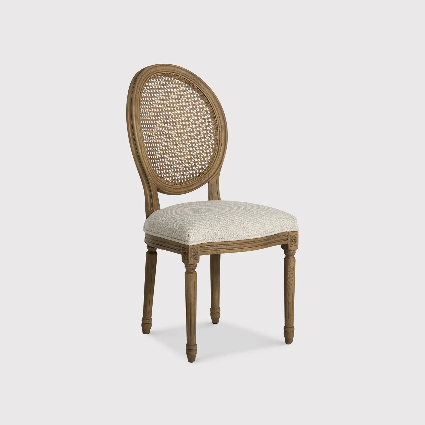 Light Grey Fabric and Rattan Dining Chair - Image 3