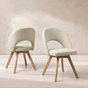 Neutral Fabric Swivel Dining Chair