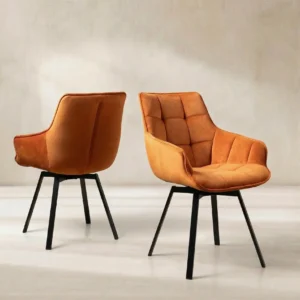 Orange Velvet Swivel Dining Chair