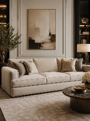 Custom Made Sofa Dubai with Cream Upholstery and Decorative Cushions