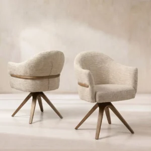 Neutral Fabric Swivel Dining Chair