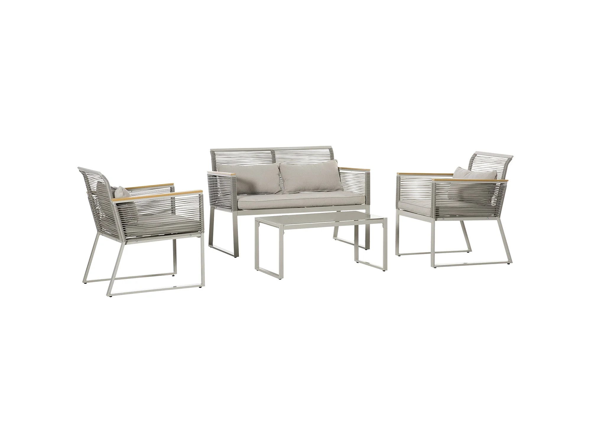 Rotoyo Kaha Grey 4 Seater Rattan Style Outdoor Sofa Set with Cushions - Image 2