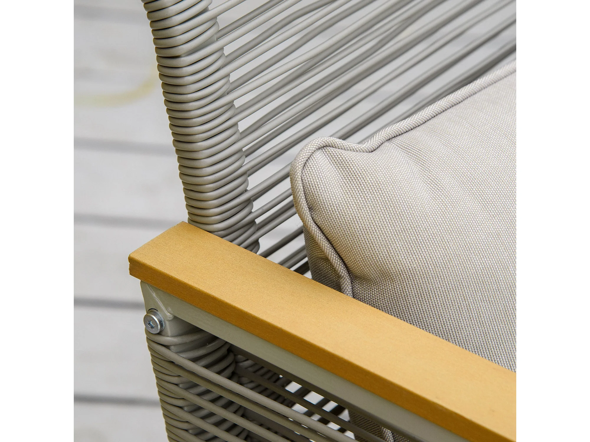 Rotoyo Kaha Grey 4 Seater Rattan Style Outdoor Sofa Set with Cushions - Image 5