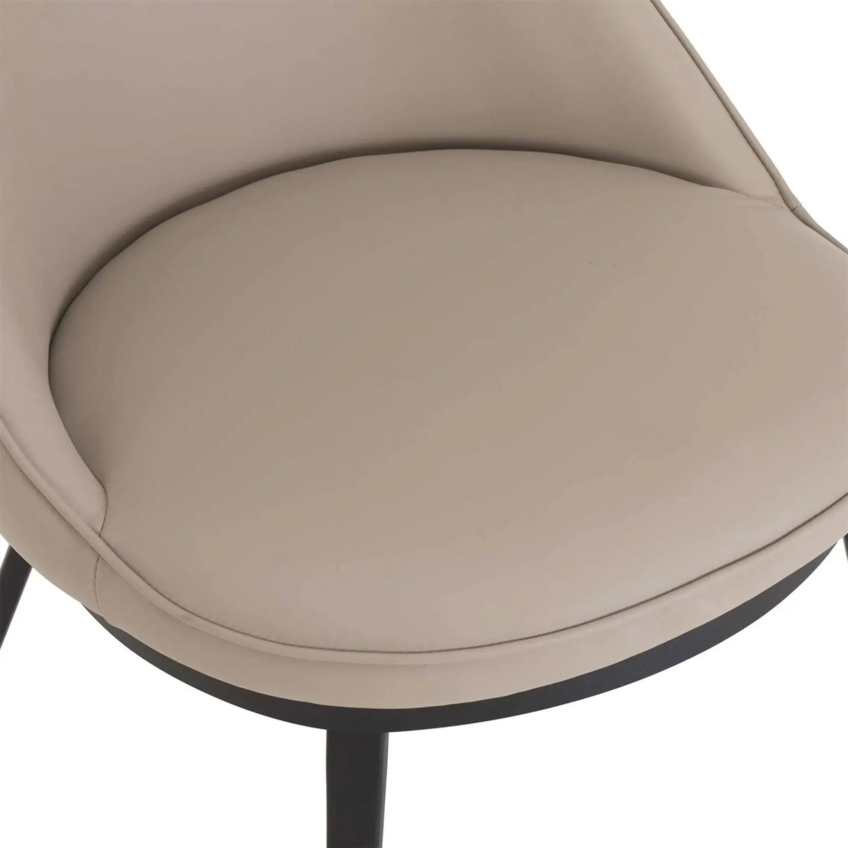 Taupe Faux Leather Curved Dining Chair - Image 4