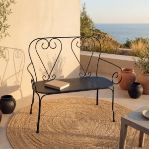 Wrought iron style metal garden bench Anthracite GUERMANTES