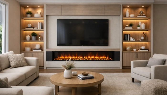 Custom Built in Wall Unit close up highlighting detailed joinery and smooth surface finishing