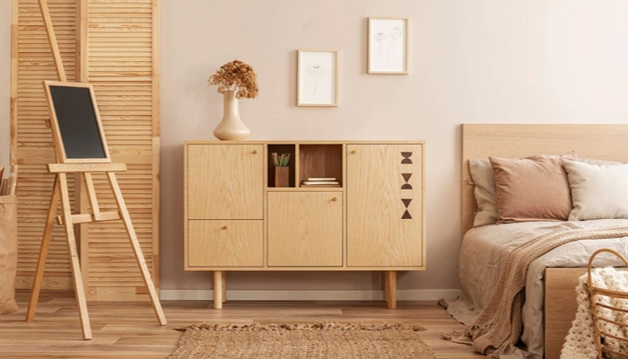 Custom Wooden Furniture Design process showing measurements, cutting, and wood assembly