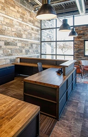 Office Reception Counters installed with modern designs and custom front desk layouts