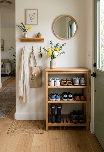 Shoe And Umbrella Racks Behind Doors
