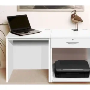 Small Office Desk Set With Single Drawer & Printer Shelf