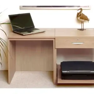 Small Office Desk Set With Single Drawer & Printer Shelf (Sandstone)