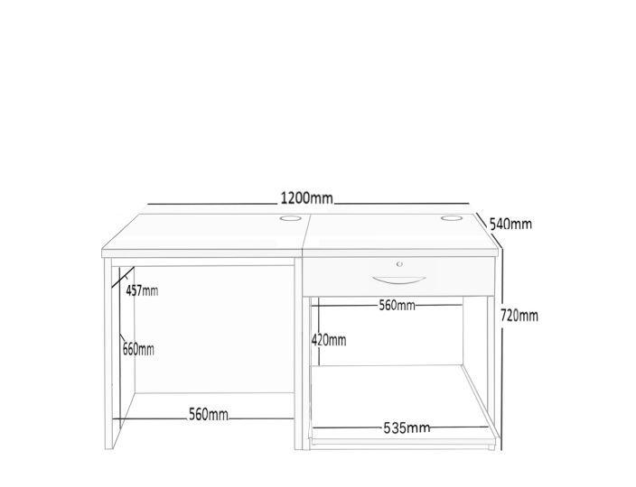 Small Office Desk Set With Single Drawer & Printer Shelf (Sandstone) - Image 2